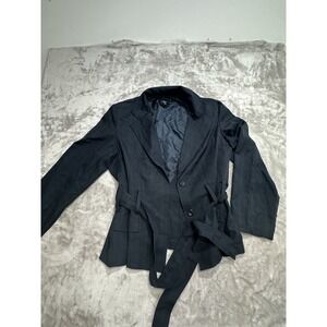 T. Milano Blazer Women's Size 18W Navy Blue Button Belted Long Sleeve EUC
